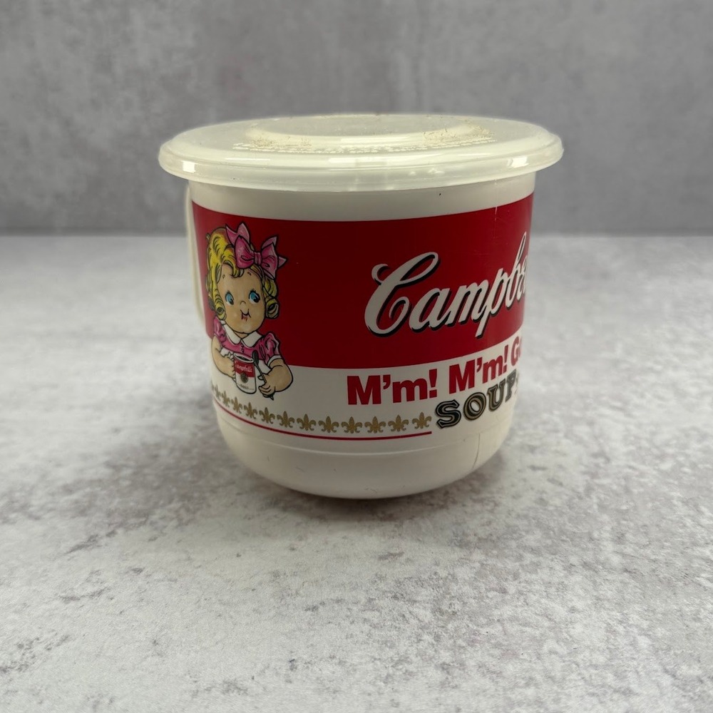 Vintage Campbell's‎ Soup "M'm! M'm! Good!" Plastic Mug w/ Lid 1992